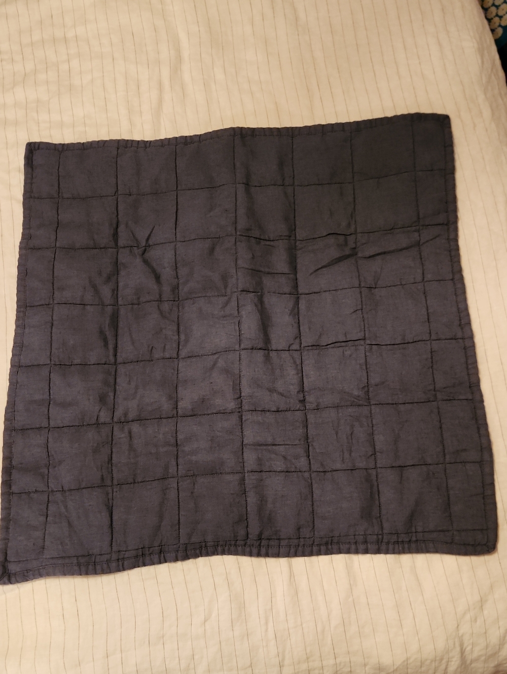 Quince Box Quilted Linen Euro Sham Nightfall Dark Grey NWOT